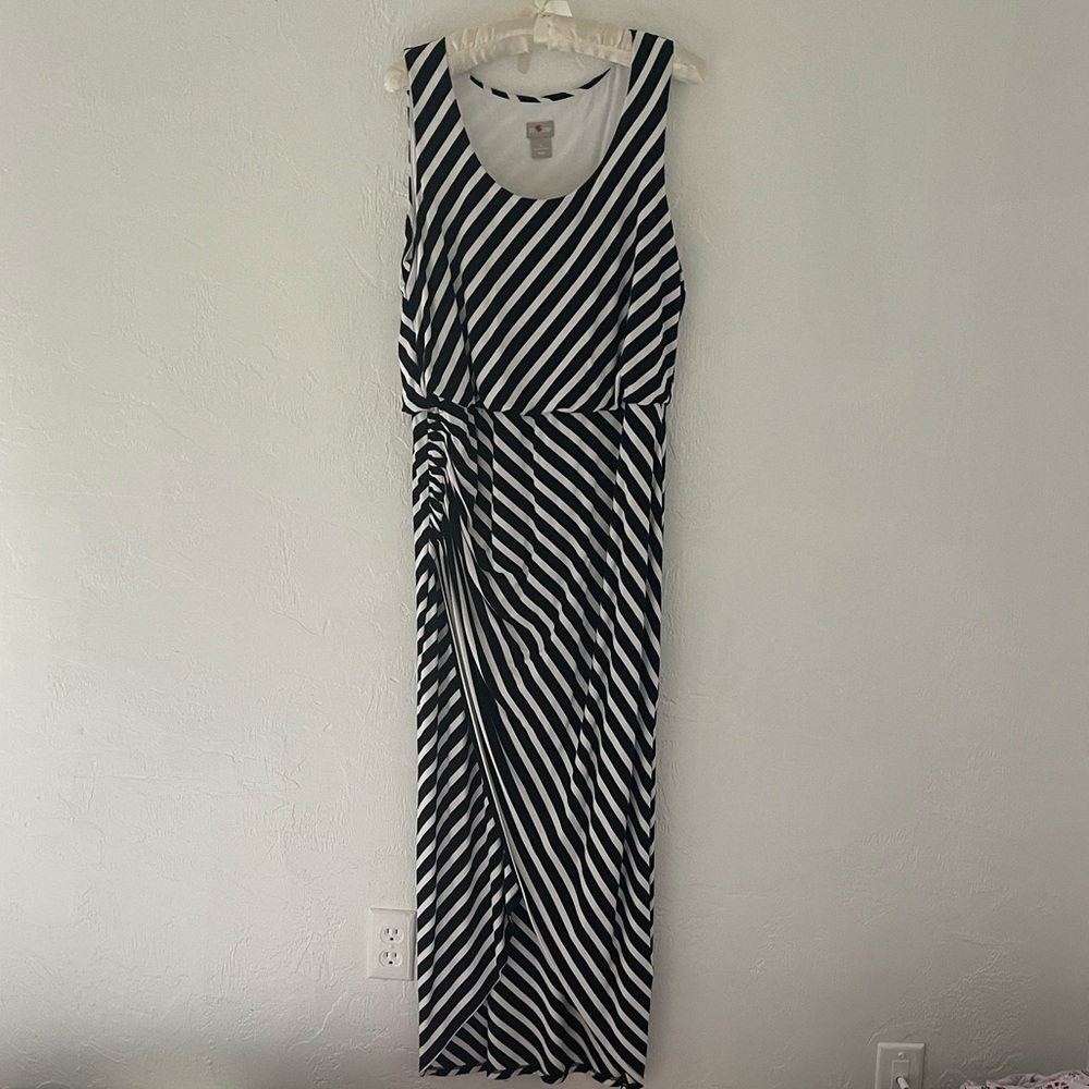 Chico’s Wrap Style, striped black and white maxi dress,, Chico’s size 1